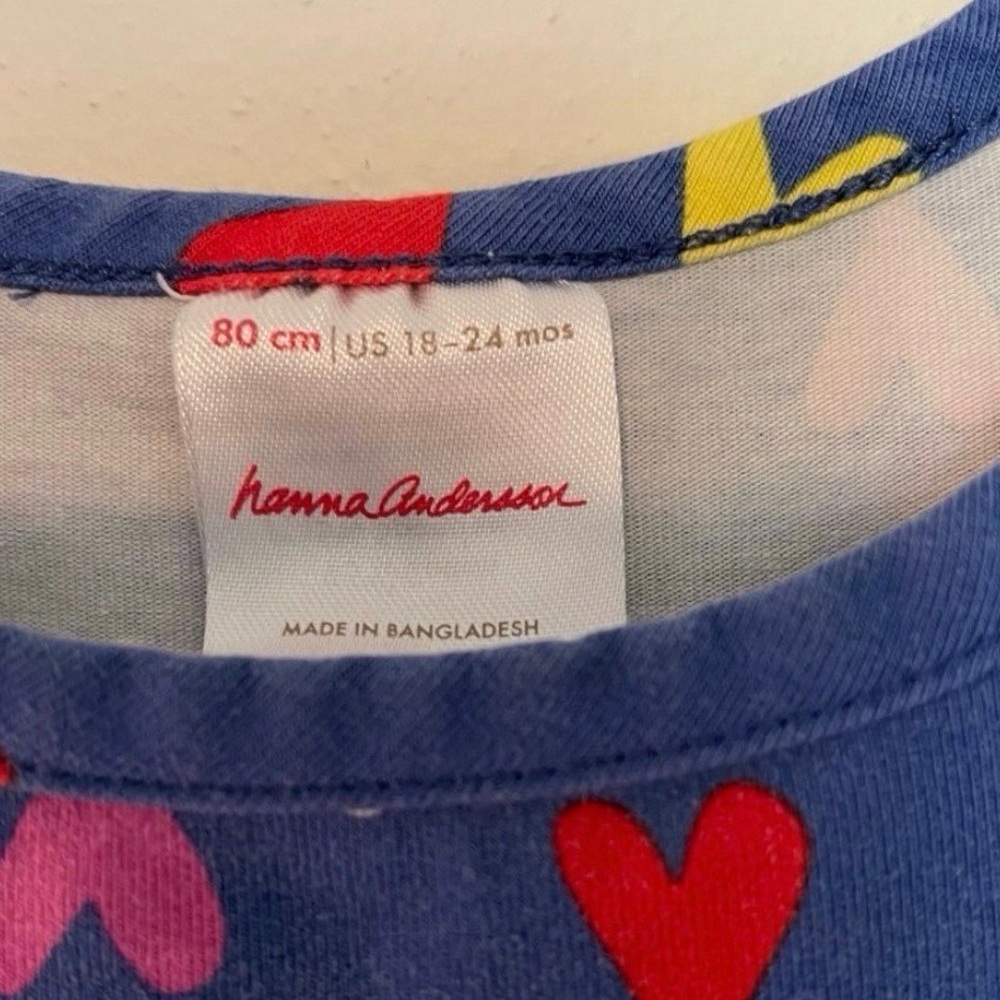 Hanna Andersson Long Sleeve Skater Dress - Mini Hearts on Blue (0013) *